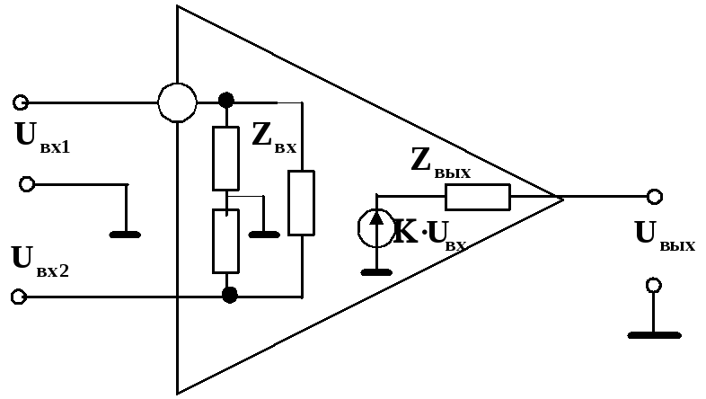 Как выглядит операционный усилитель на схеме