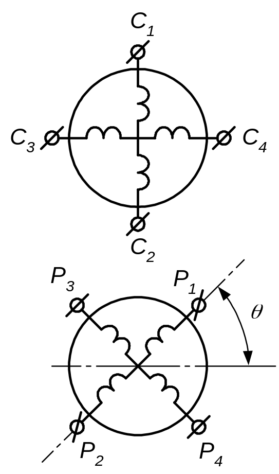 Схема синусно косинусного трансформатора