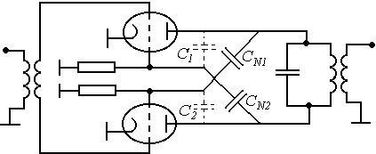 Нейтрализация проходной емкости лампы схема