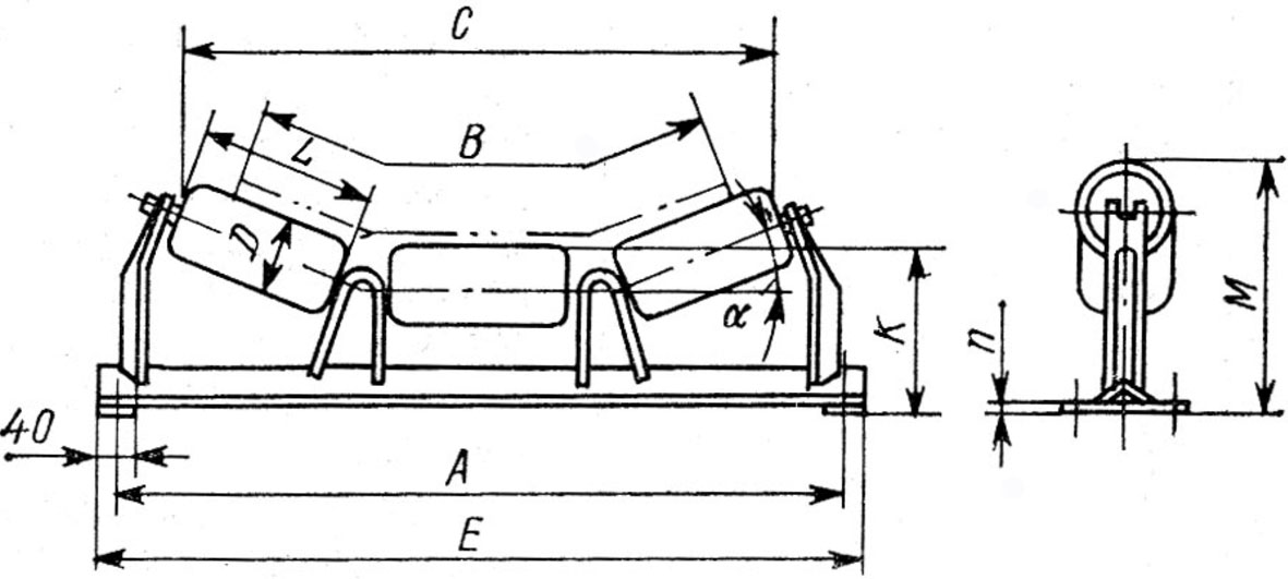 Роликоопора ленточного конвейера чертеж