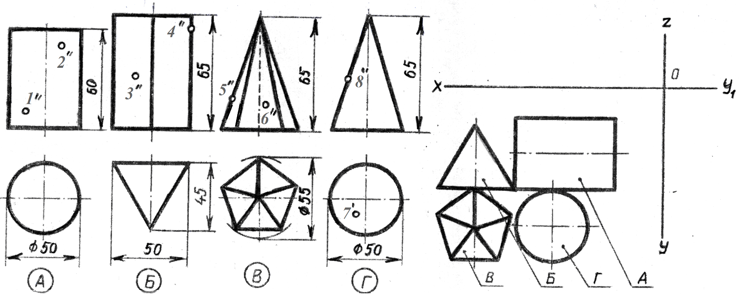 Проекции группы геометрических тел