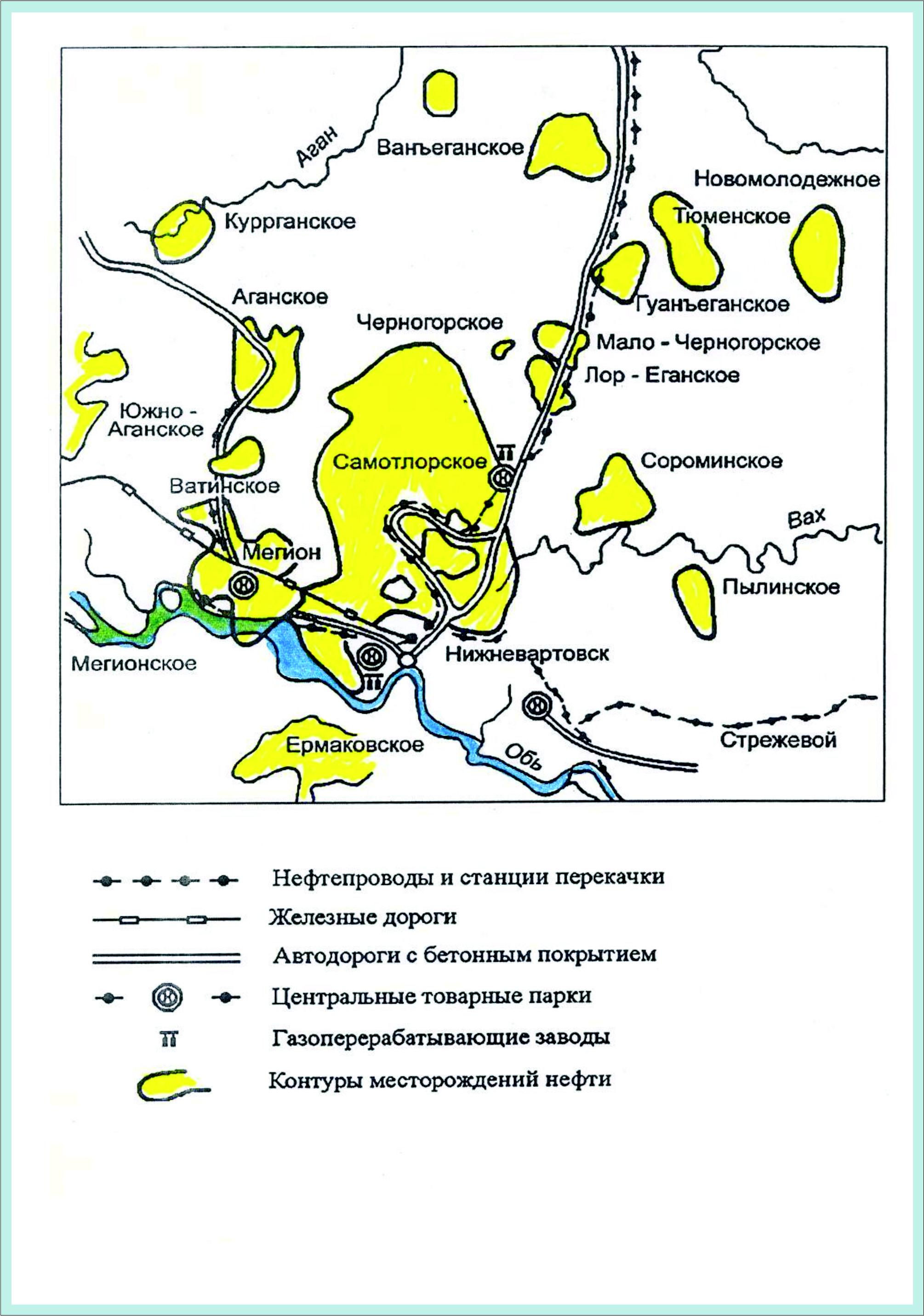 Карта кустов советско соснинского месторождения