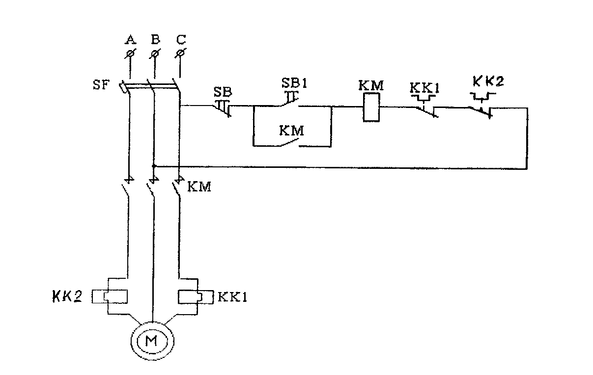 Схема подключения трехфазного двигателя через магнитный пускатель с тепловым реле с кнопкой 380