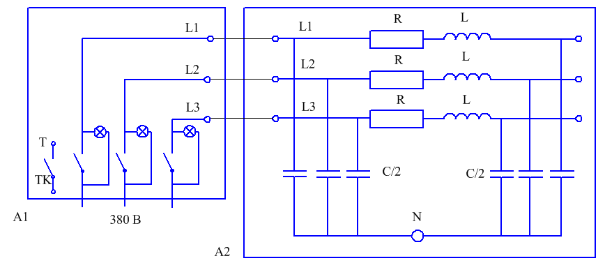 Концы замкнуты накоротко. Принципиальная схема электропередачи. Электрическая схема после ЛЭП. Схема замещения (модель) кабельной ЛЭП И ее параметры.