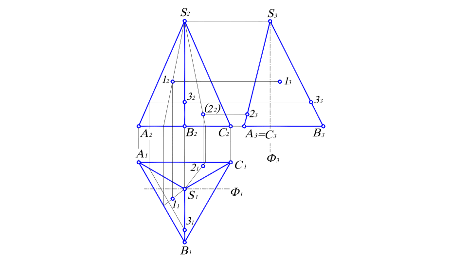 Равносторонний перенос. Комплексный чертеж трехгранной пирамиды. Проекция трехгранной пирамиды. Треугольная пирамида в трех проекциях. Проекция правильной треугольной пирамиды.