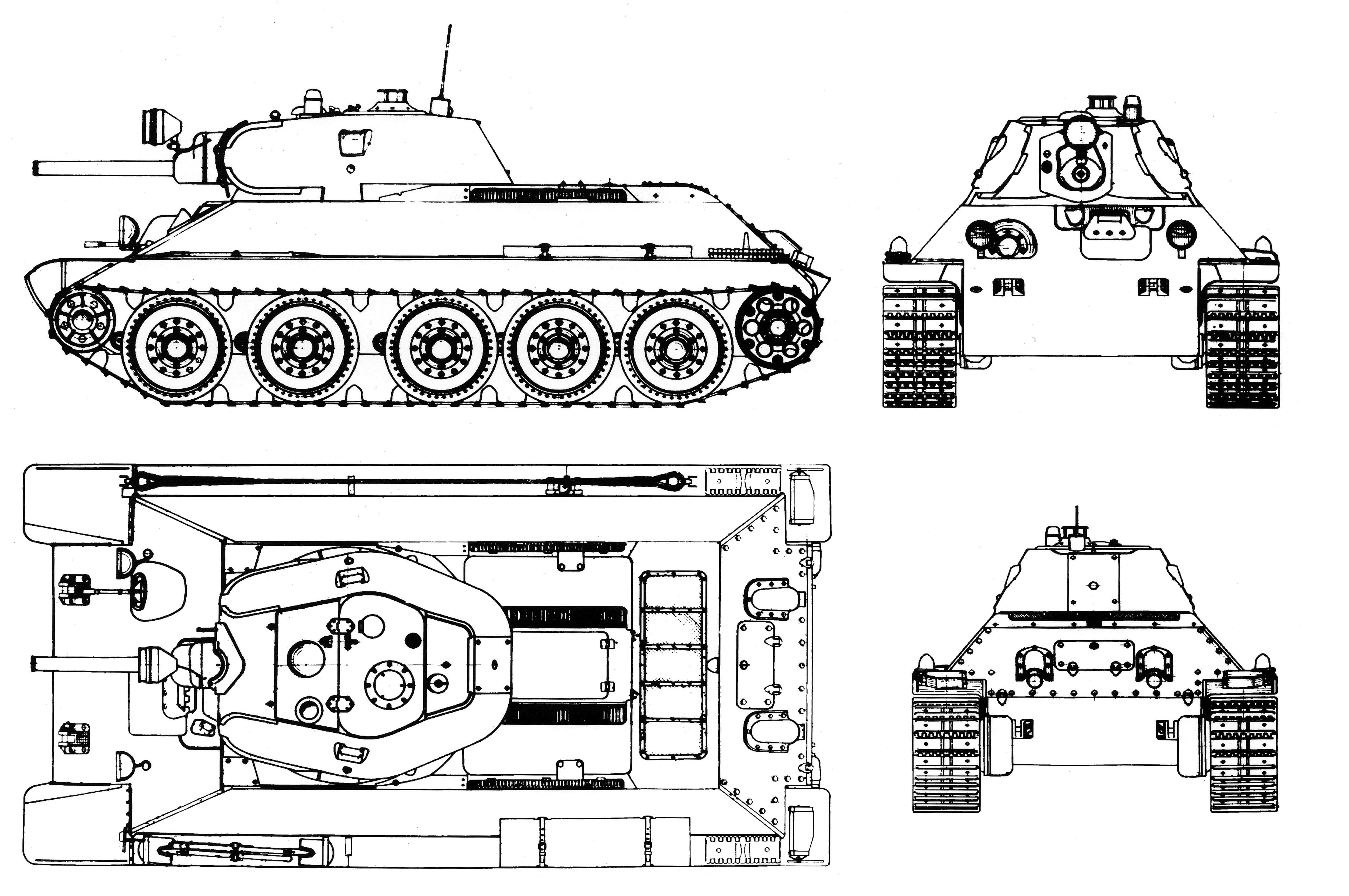 Чертеж танка Т-34 образца 1940 года. 