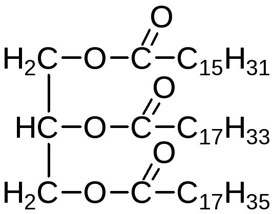 Трипальмитин гидролиз. Структурная формула трипальмитина. Трипальмитат глицерина формула. Структурная формула тристеарата глицерина.