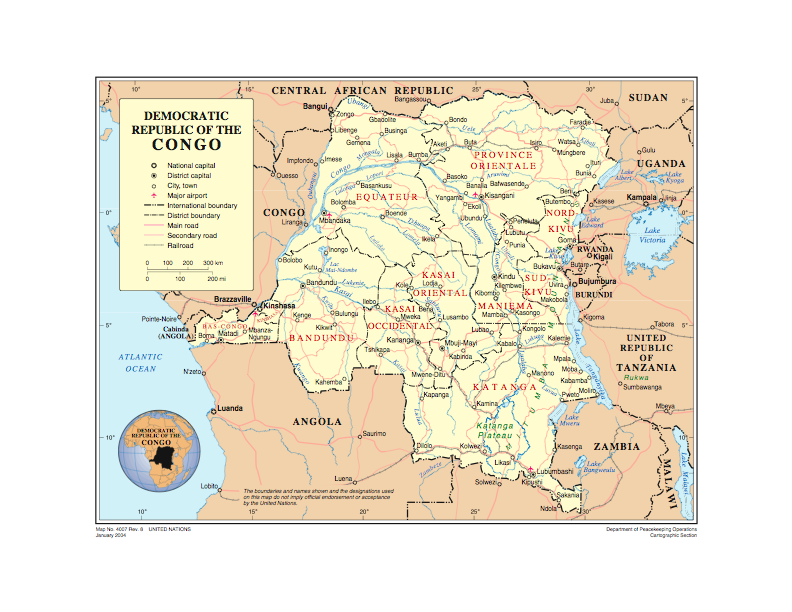 Карта африки заир