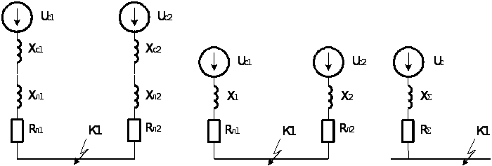 Схема замещения для расчета токов короткого замыкания по известной схеме электроснабжения