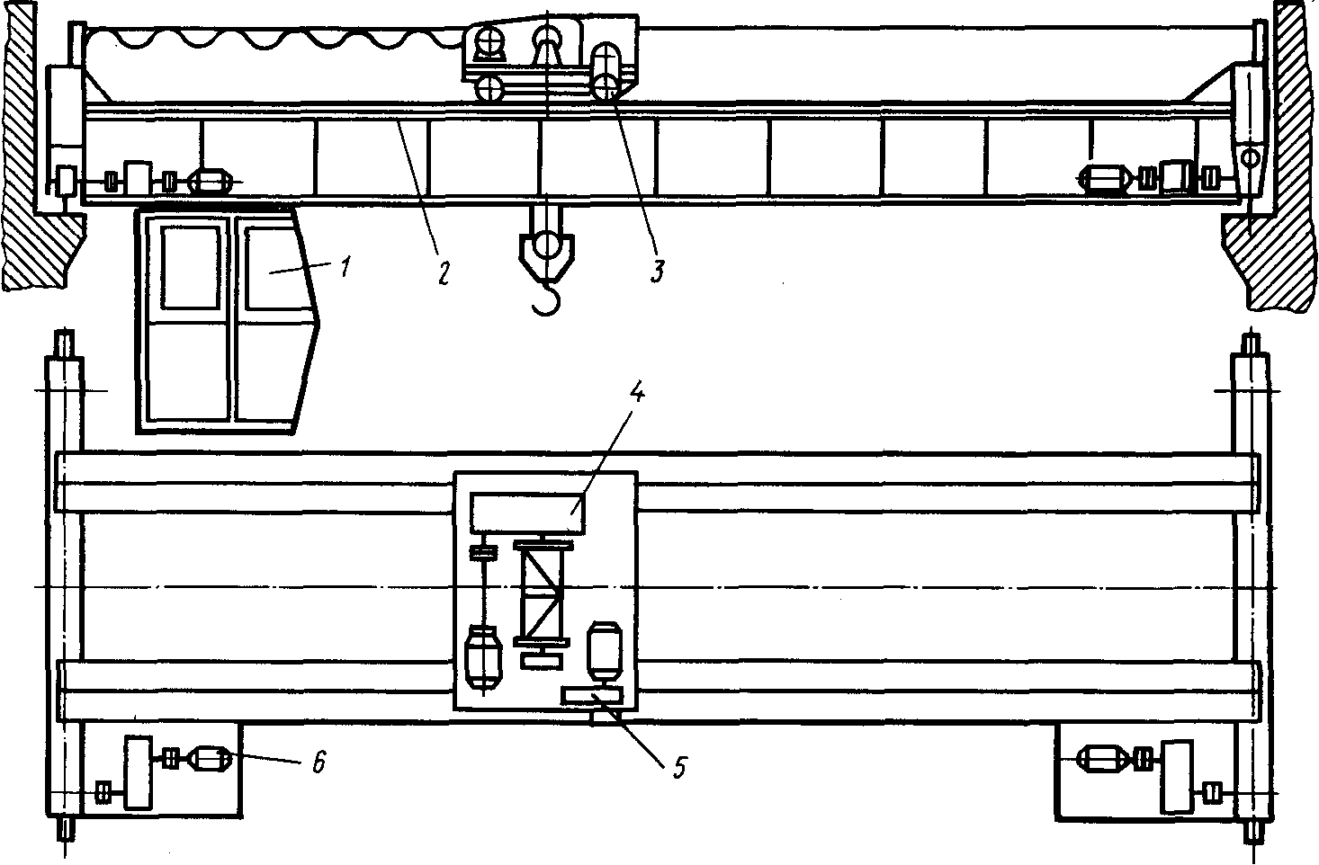 Мостовой кран чертеж. Двухбалочный мостовой кран схема. Схема двухбалочного мостового крана. Мостовой кран 10т устройство. Кран мостовой двухбалочный чертеж.