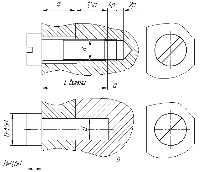 Глухое резьбовое отверстие чертеж