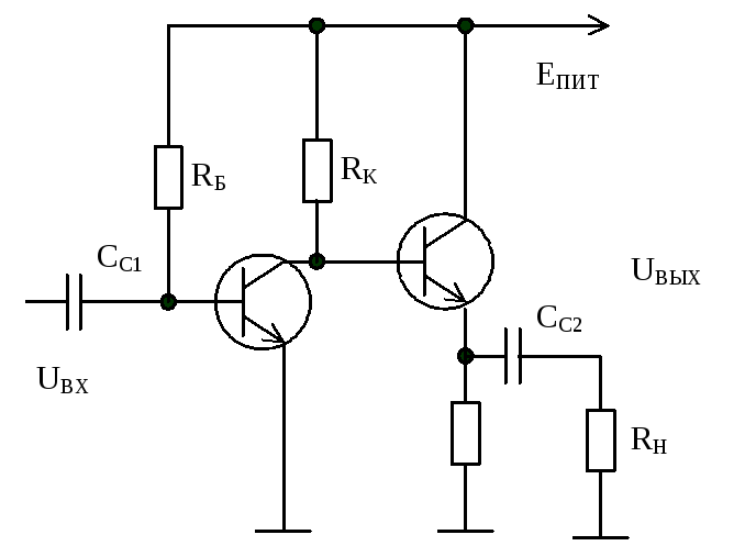 Схема двухкаскадного усилителя на биполярном транзисторе