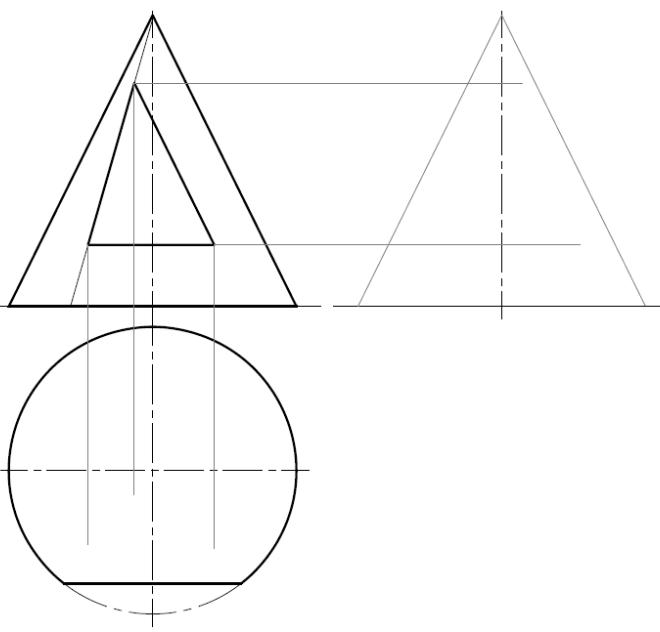 Фигуры с вырезами. Начертательная геометрия проекция конуса с вырезом. Построить три проекции конуса со сквозным призматическим отверстием. Проекции конуса с вырезом. Черчение конус с вырезом.