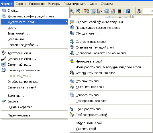 3. Организация слоев в AutoCad