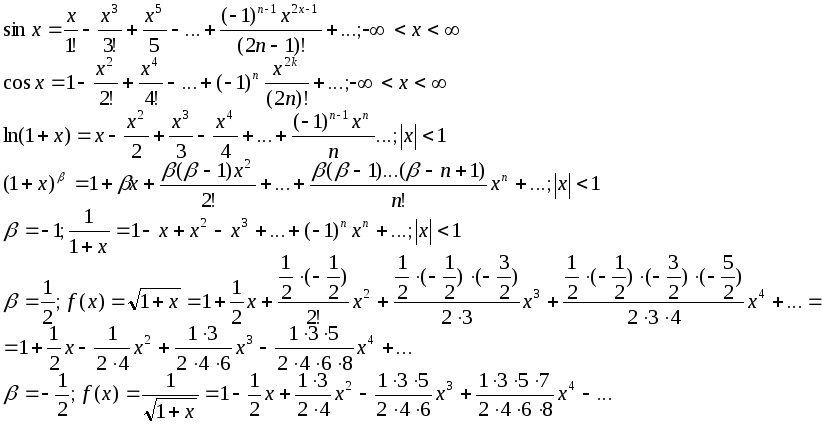 Тейлор 1 1 x. Ряды Тейлора для элементарных функций. Разложение в ряд Тейлора таблица. Разложение степенной функции в ряд Тейлора. Стандартные разложения в ряд Маклорена.