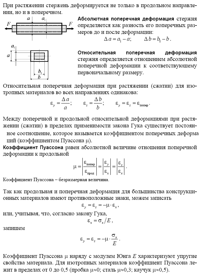 Поперечная деформация при сжатии