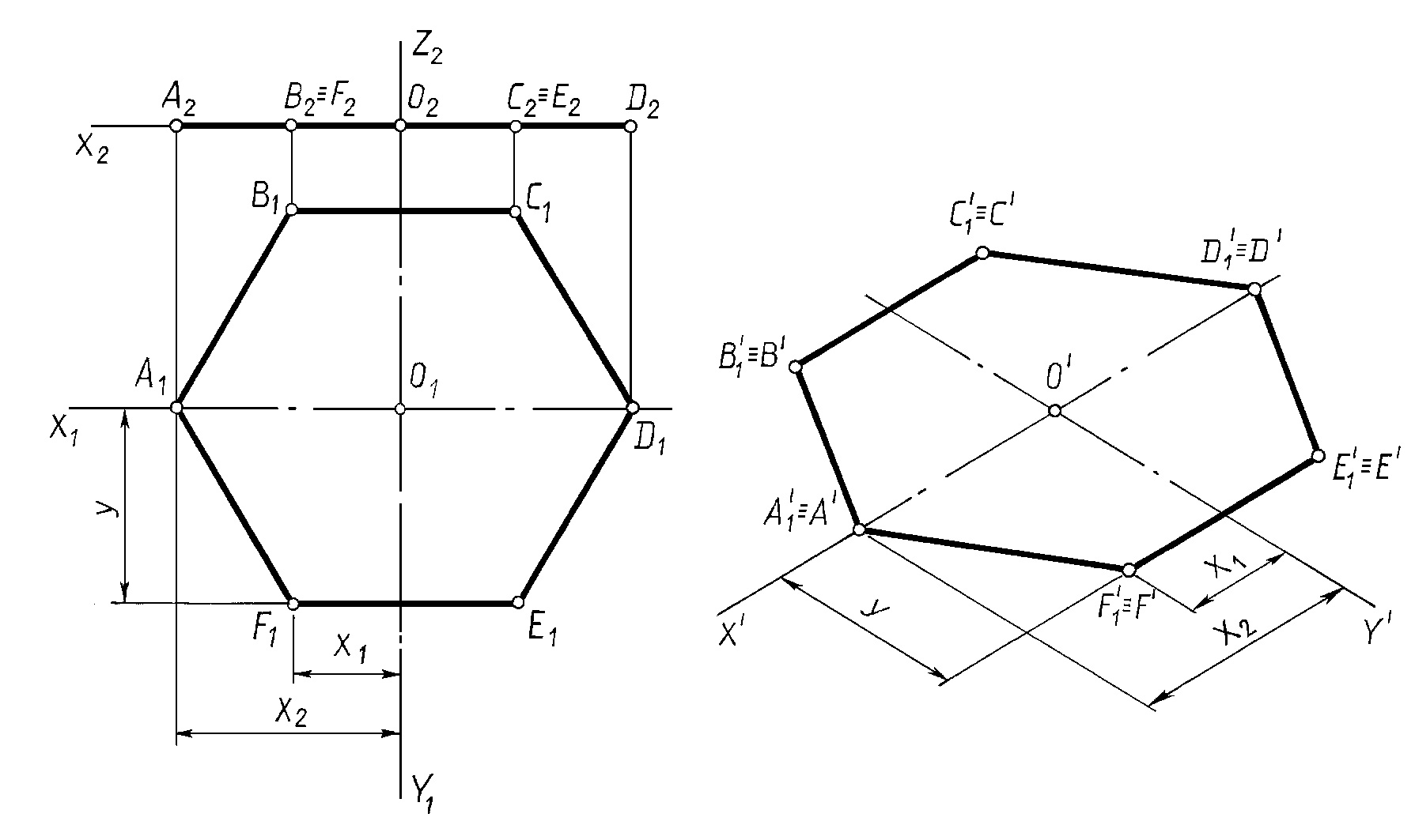 Аксонометрическая проекция шестиугольной Призмы