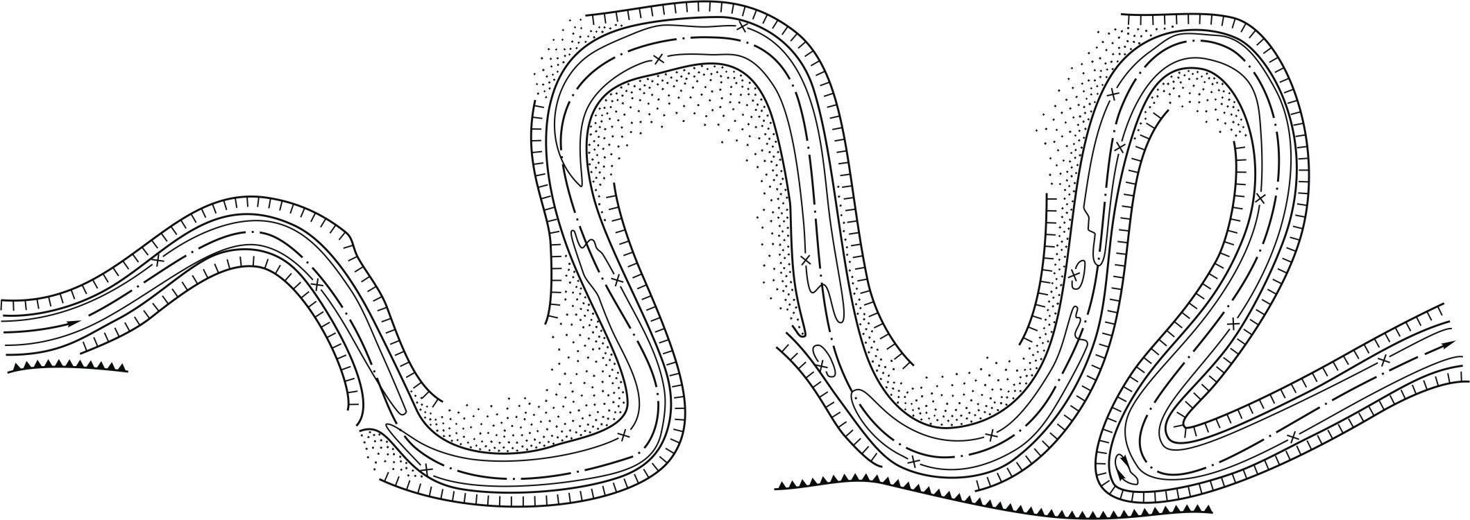 Ширина русла рек. Схема меандрирующей реки. Русло меандрирующей реки. Меандра реки схема. Свободное меандрирование русла.