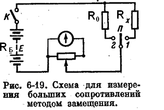Измерения больших сопротивлений. Измерение средних и больших сопротивлений методом замещения. Схема реализации измерения сопротивления методом замещения. Схема для измерения больших сопротивлений. Схема измерителя малых сопротивлений.