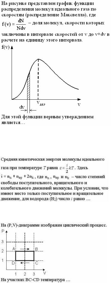 На рисунке представлен график функции распределения молекул идеального газа по с