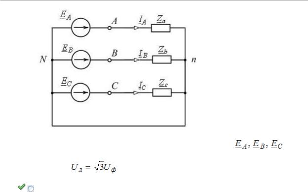 В изображенной схеме с симметричной системой эдс соотношение выполняется нагрузке нагрузках