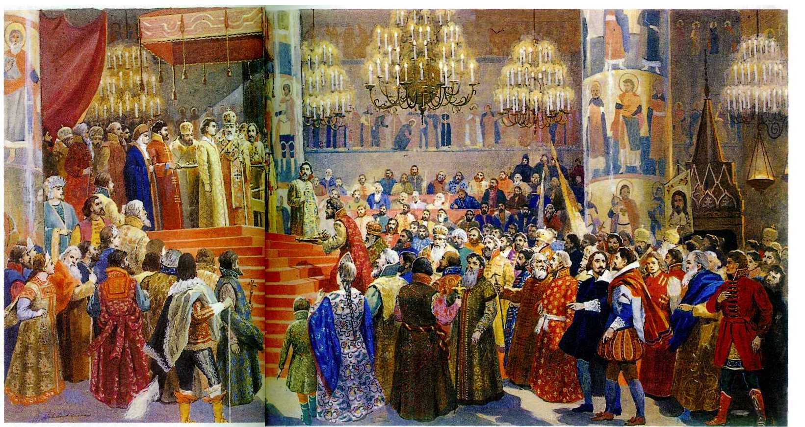 В дни коронационных торжеств оглашается новый. Венчание на царство Михаила Романова.