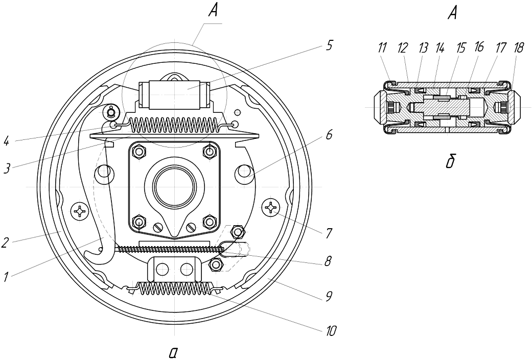 Чертеж барабанного тормоза