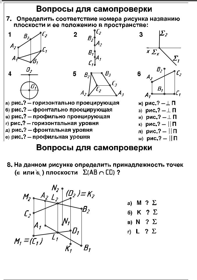 Установите соответствие между названиями плоскостей и чертежами Lektsii_po_nachertatelnoy_geometrii_27_Mb - Стр 6