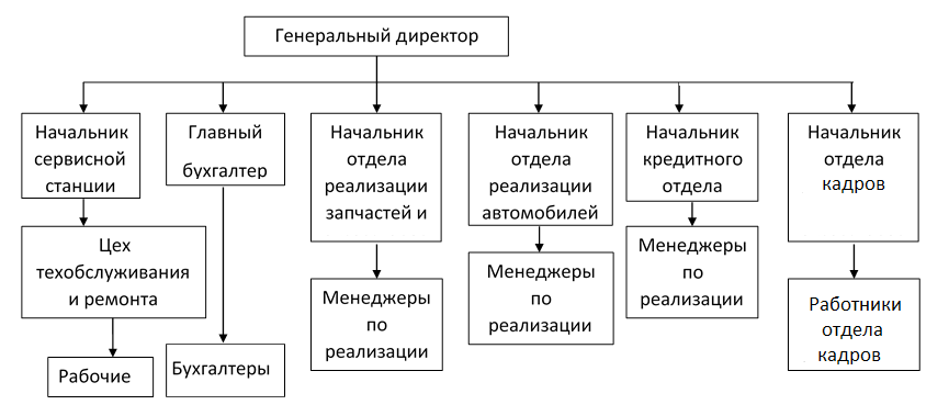 схема структуры подчиненности фольксваген дилерского центра