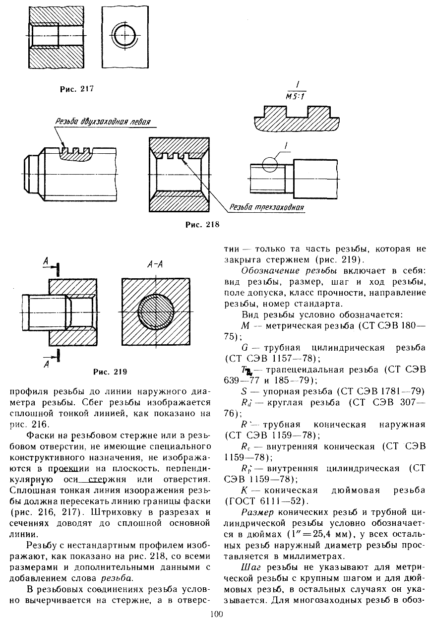 Условное обозначение метрической резьбы на чертеже