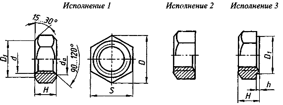 Размеры гайки на чертеже