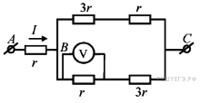 Идеальный амперметр и 3 резистора