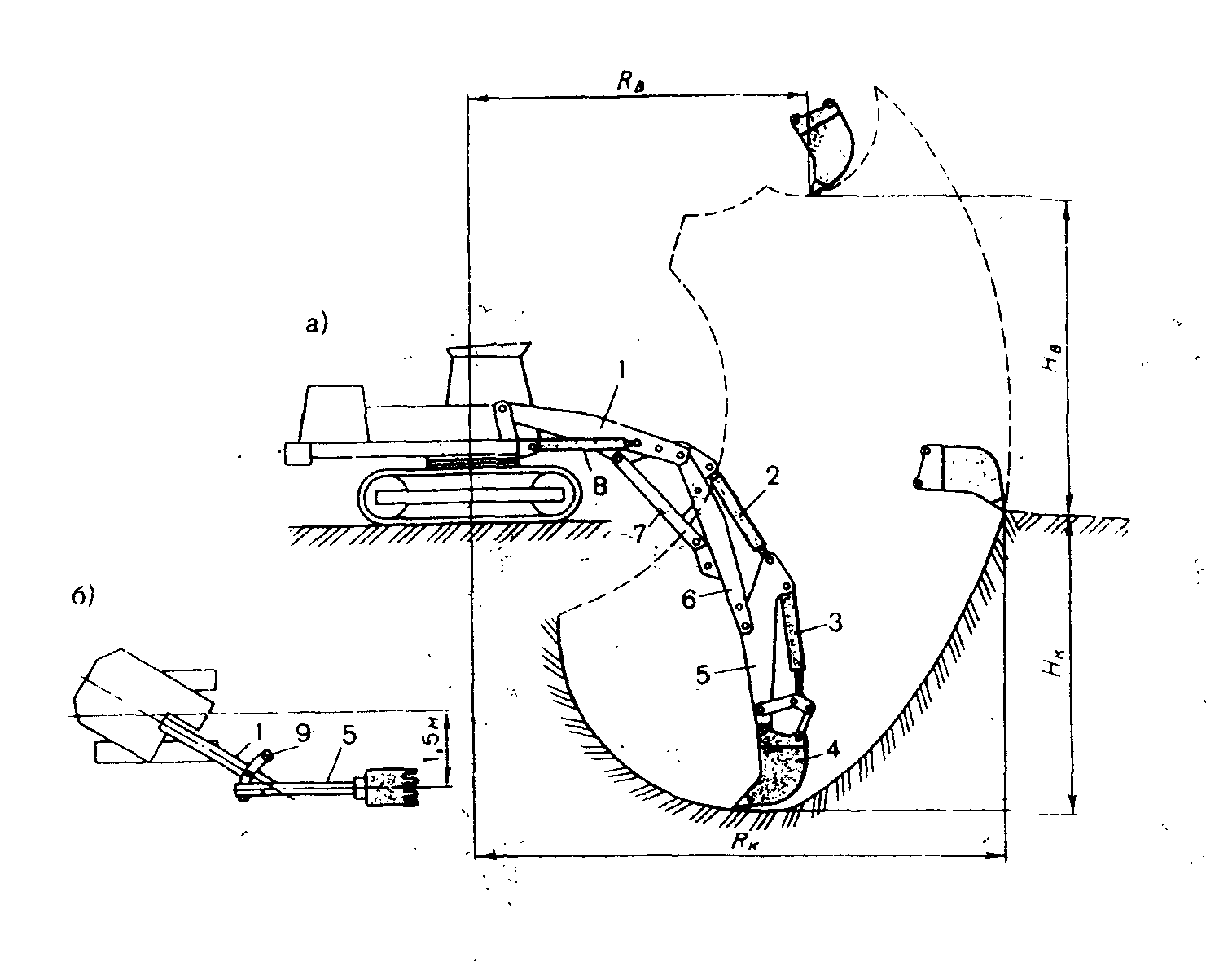 Экскаватор ЭО-3322б Обратная лопата схема чертеж