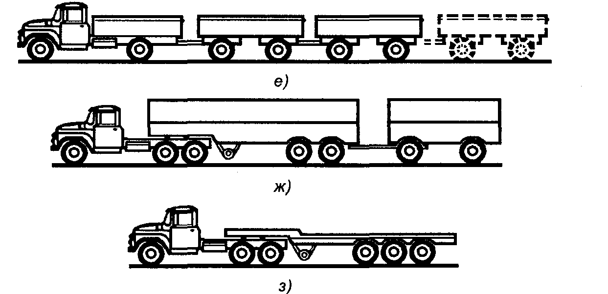 При какой схеме перевозок один тягач работает последовательно с двумя и более прицепами
