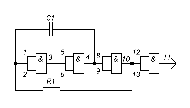 Схема генератора на логических элементах