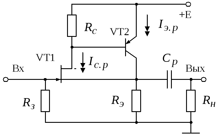 Схема эмиттерного повторителя на биполярном транзисторе