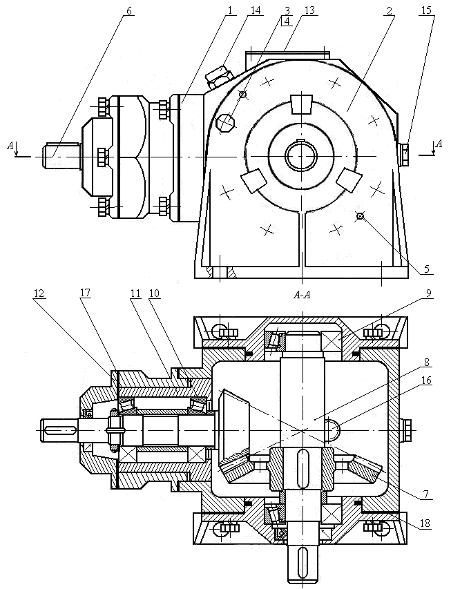 Чертеж корпус конического редуктора