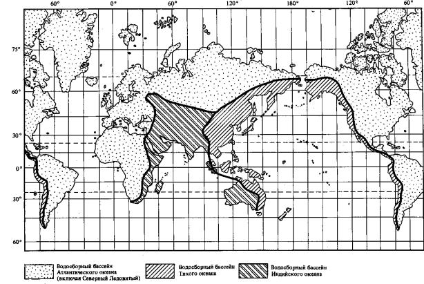 Бассейн стока тихого океана. Границы водосборных бассейнов карта.