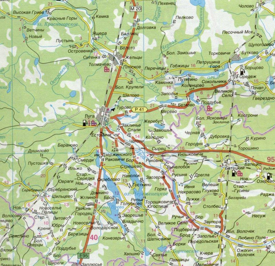 Карта лужского района ленинградской