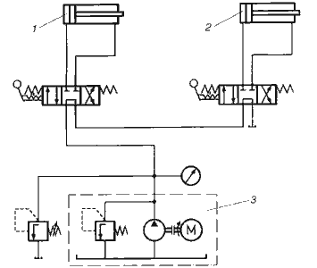 Схема подключения гидромотора через распределитель