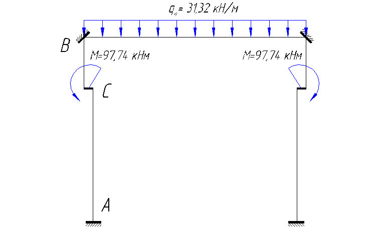Расчетная схема рамы