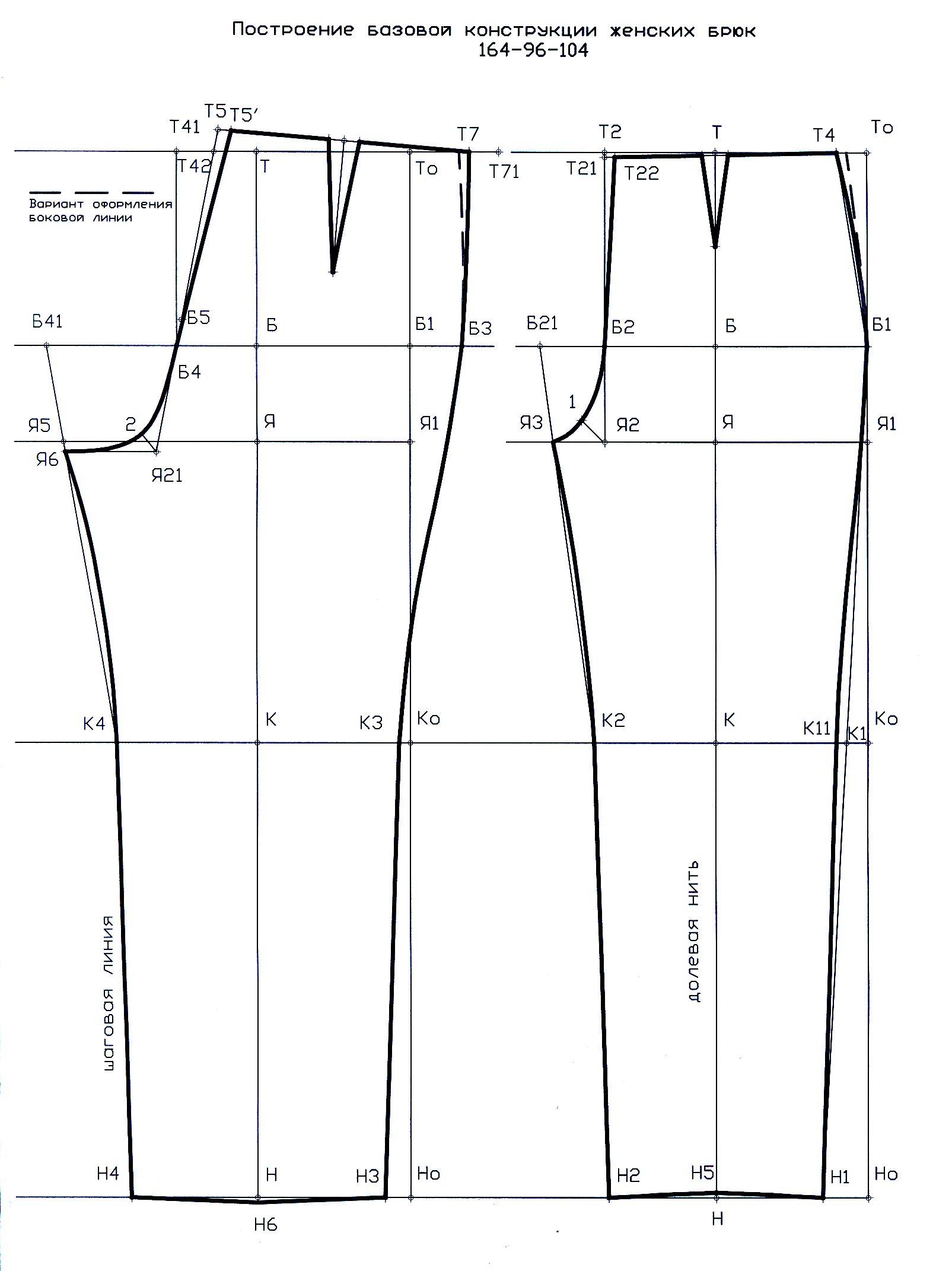 Чертеж основа брюк