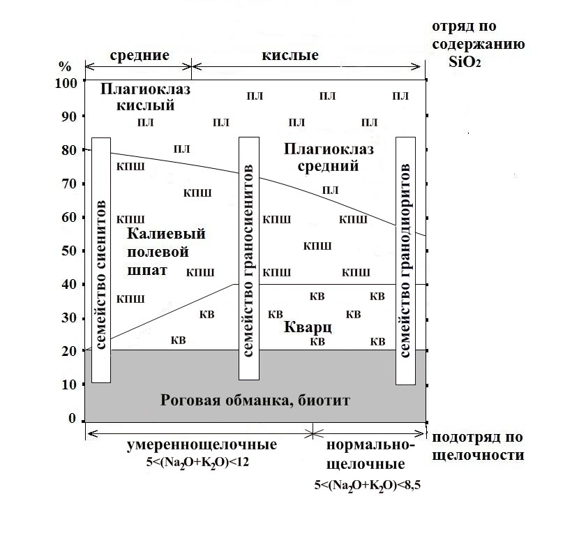 Отряд подотряд магматических пород. Отряды по содержанию sio2. Tas диаграмма для плутонических пород. Основные средние и кислые плагиоклазы. Содержание sio2
