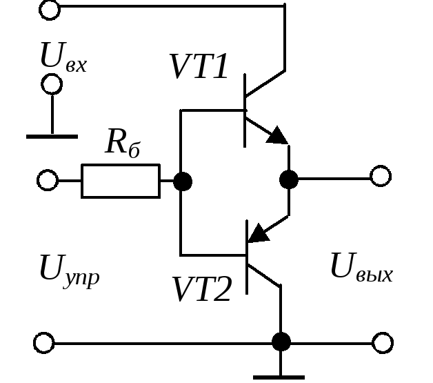 Принципиальная схема эмиттерного повторителя