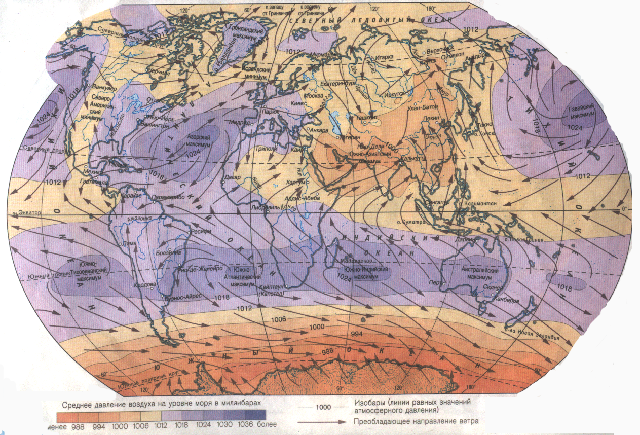 Направление ветров в северном полушарии. Направление ветров на климатической карте. Карта направления ветров России.
