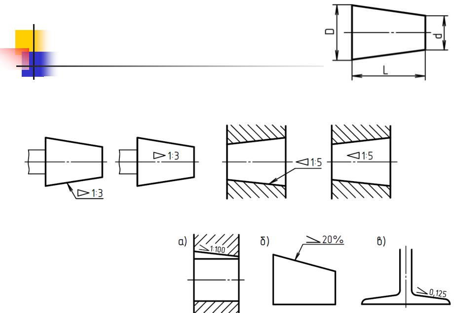 Конусность на чертеже обозначается
