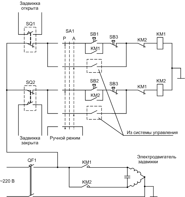 Схема электропривода задвижки