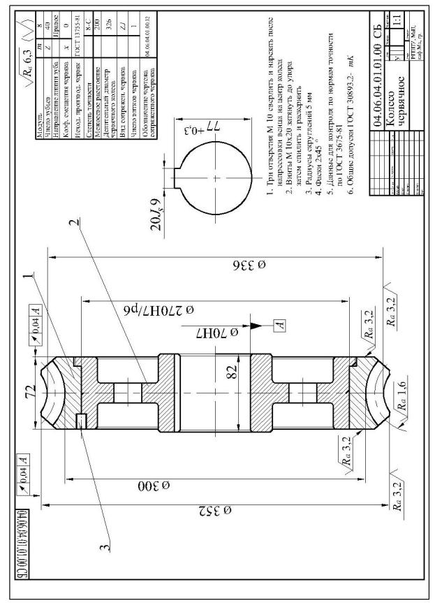 Вал червячного колеса чертеж