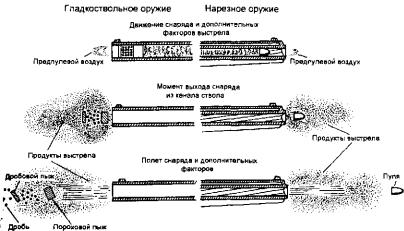 Схемы следов основного и дополнительных факторов выстрела