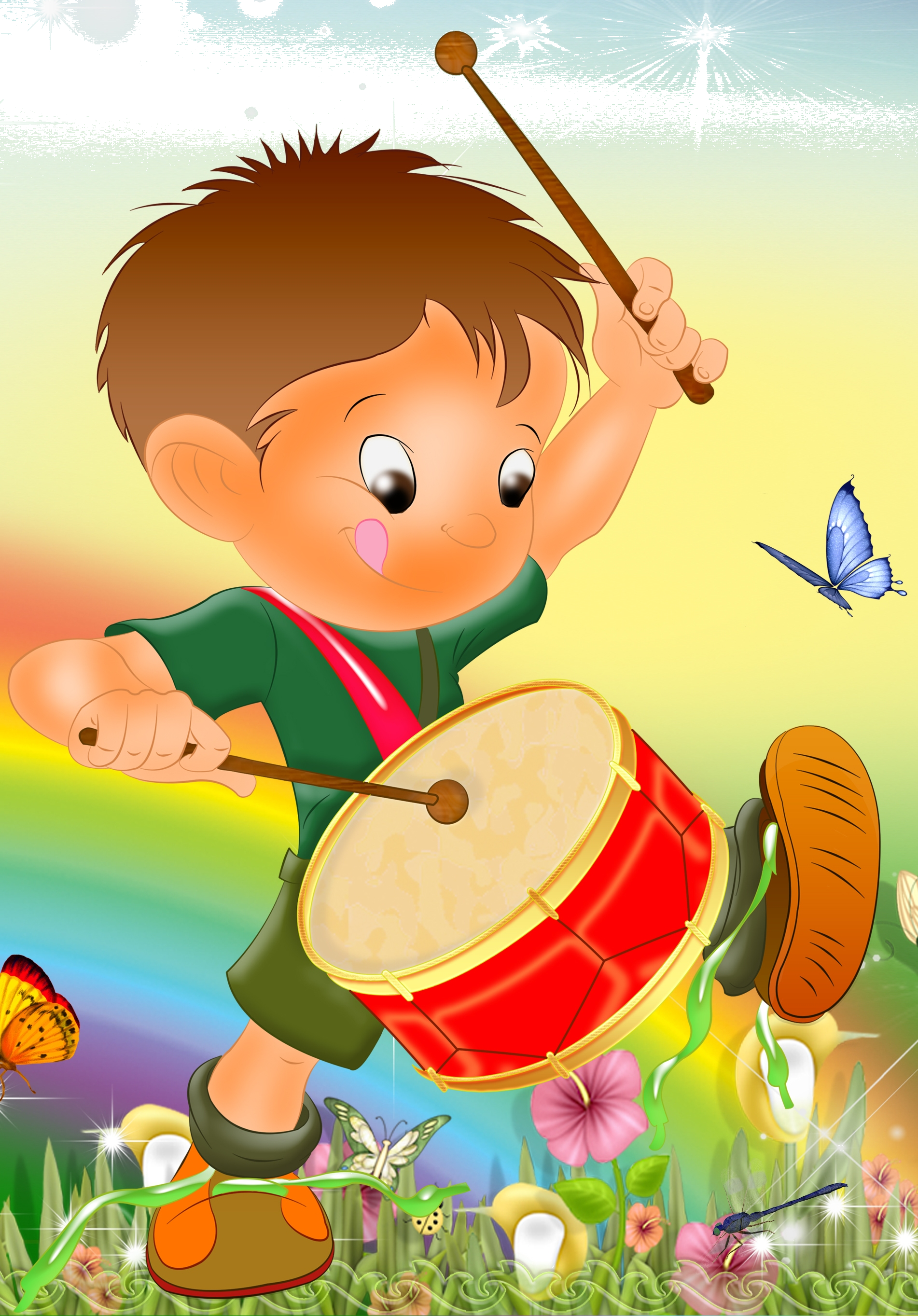 Музыкальный уголок в детском саду. Музыкальная картина для детей. Веселые музыканты. Игра на музыкальных инструментах. Веселая музыка для детей 6 7